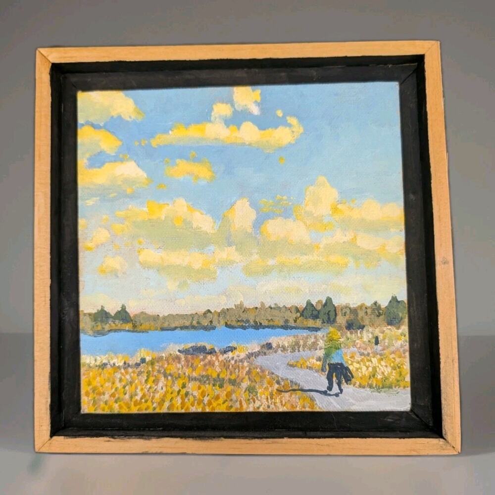 Miniature Landscape Painting Signed M Jones Impressionist Flower Field